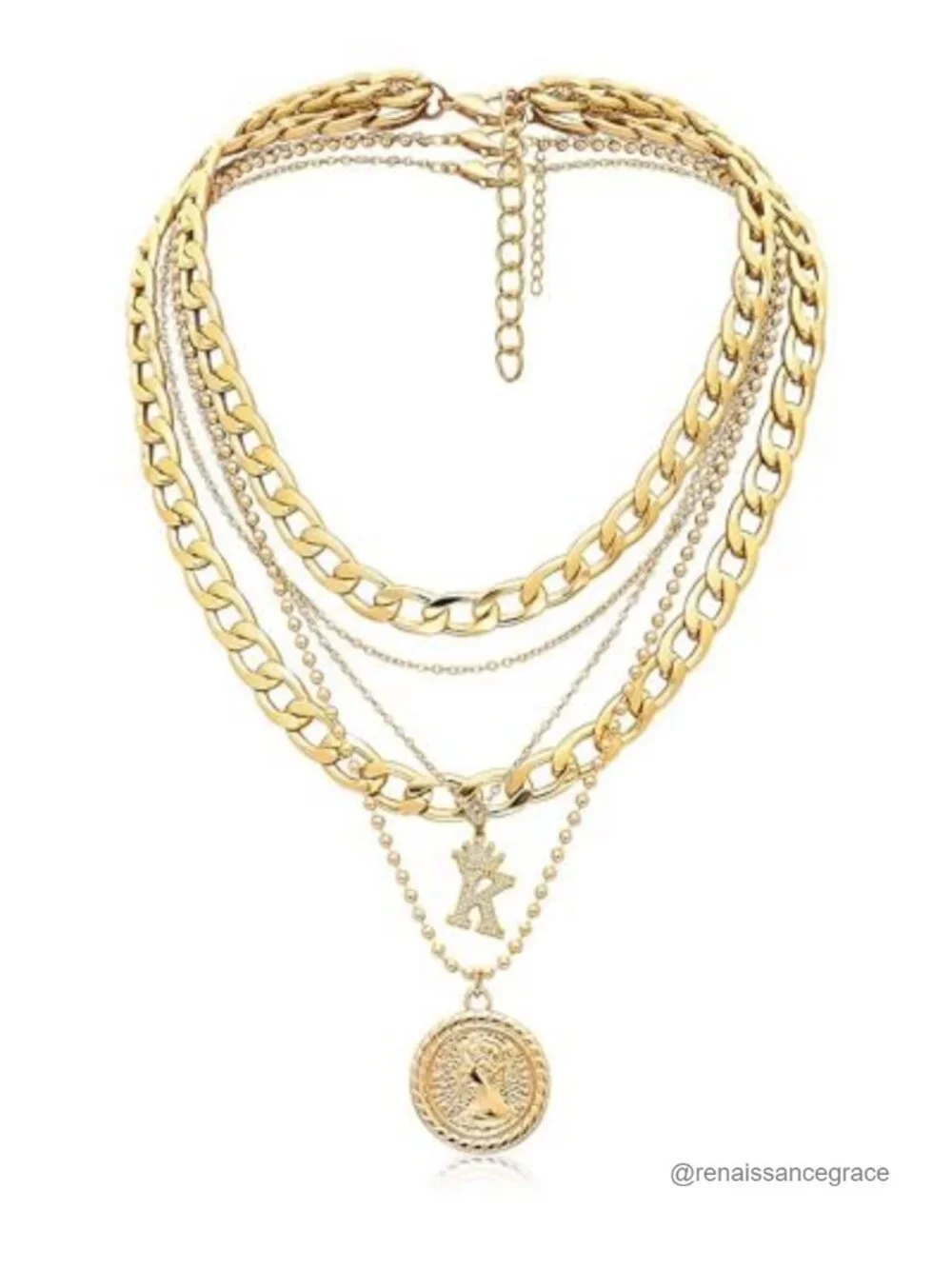 Layered Necklaces for Women Dainty Chunky Chain Coin Pendant Set 3 Piece